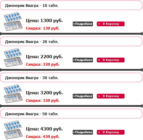 Виагра дженерик купить в аптеке с доставкой по Москве и России