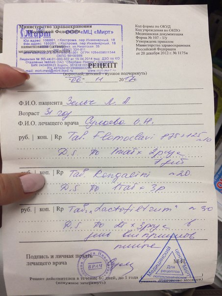 Правило выписки рецепта небидо