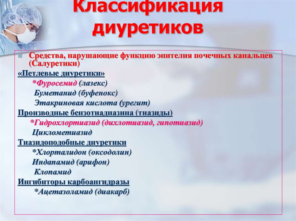Гипотензивные препараты классификация таблица